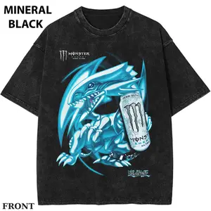 Yu-Gi-Oh! Blue Eyes White Dragon x Monster T-shirt, Blue Dragon Anime Shirt, Gamer Streetwear Tee, Energy Drink Aesthetic Graphic Tee Womenswear Top