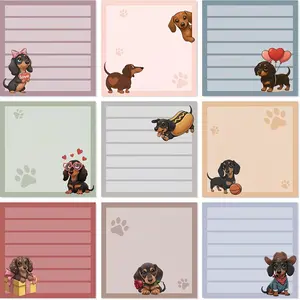 9 Pads of Dachshund Sticky Notes - Adorable 7.62X7.62 cm Notepads for Dog Lovers, Perfect for Office And School Supplies, Great Gifts for Women, Featuring Cartoon Wiener Dogs