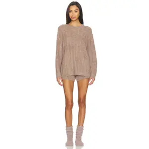 Barefoot Dreams X Revolve Cable Pullover And Short Set in Sable
