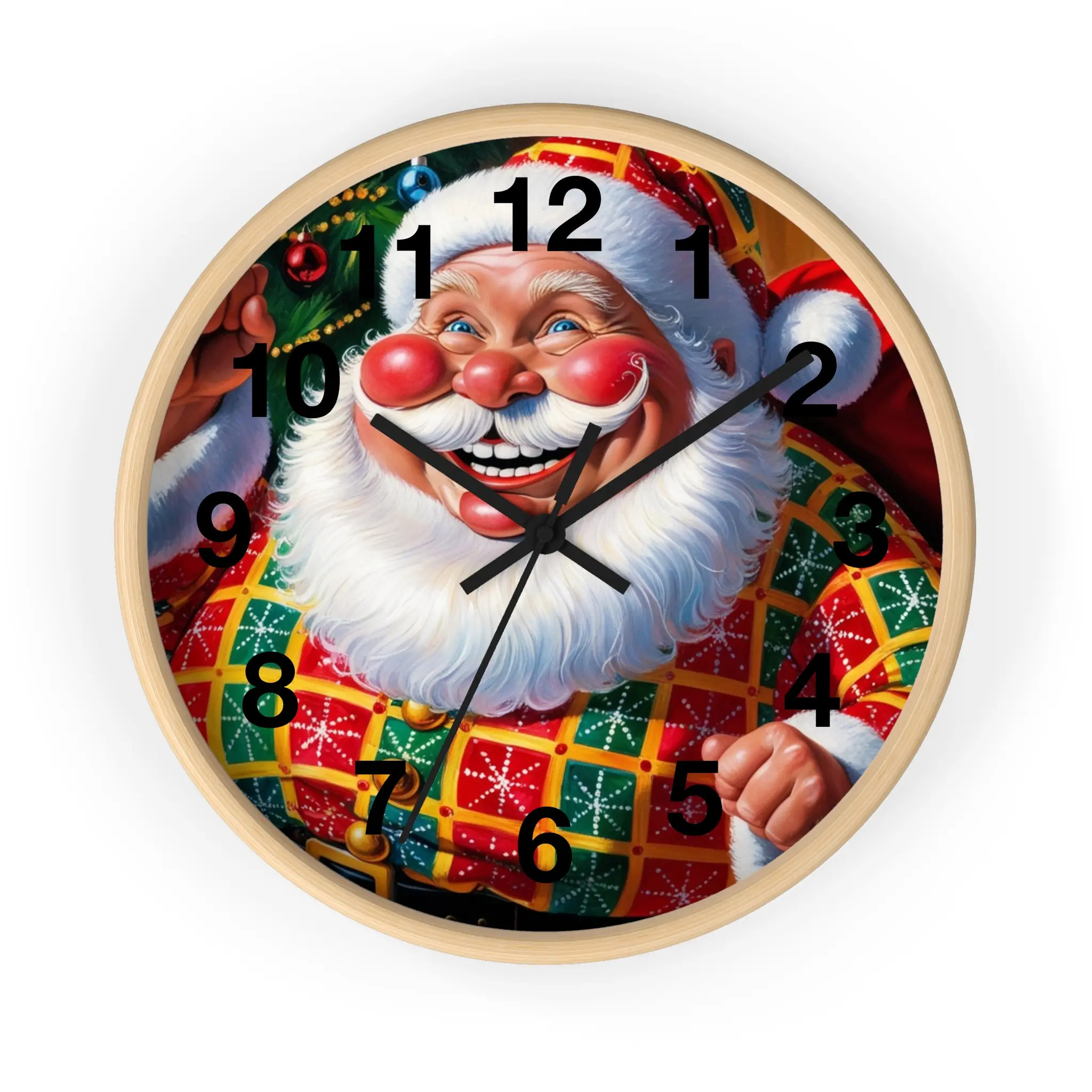 Wall Clock Christmas Style, A very jolly Santa in Christmas colors
