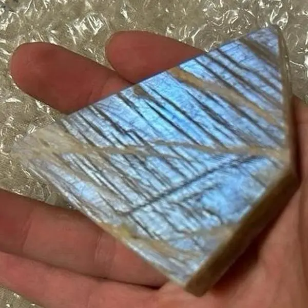 Premium 143g Madagascar Sunstone Moonstone Shield Cut Slab | Electric Blue Flash Freeform Crystal rock shop