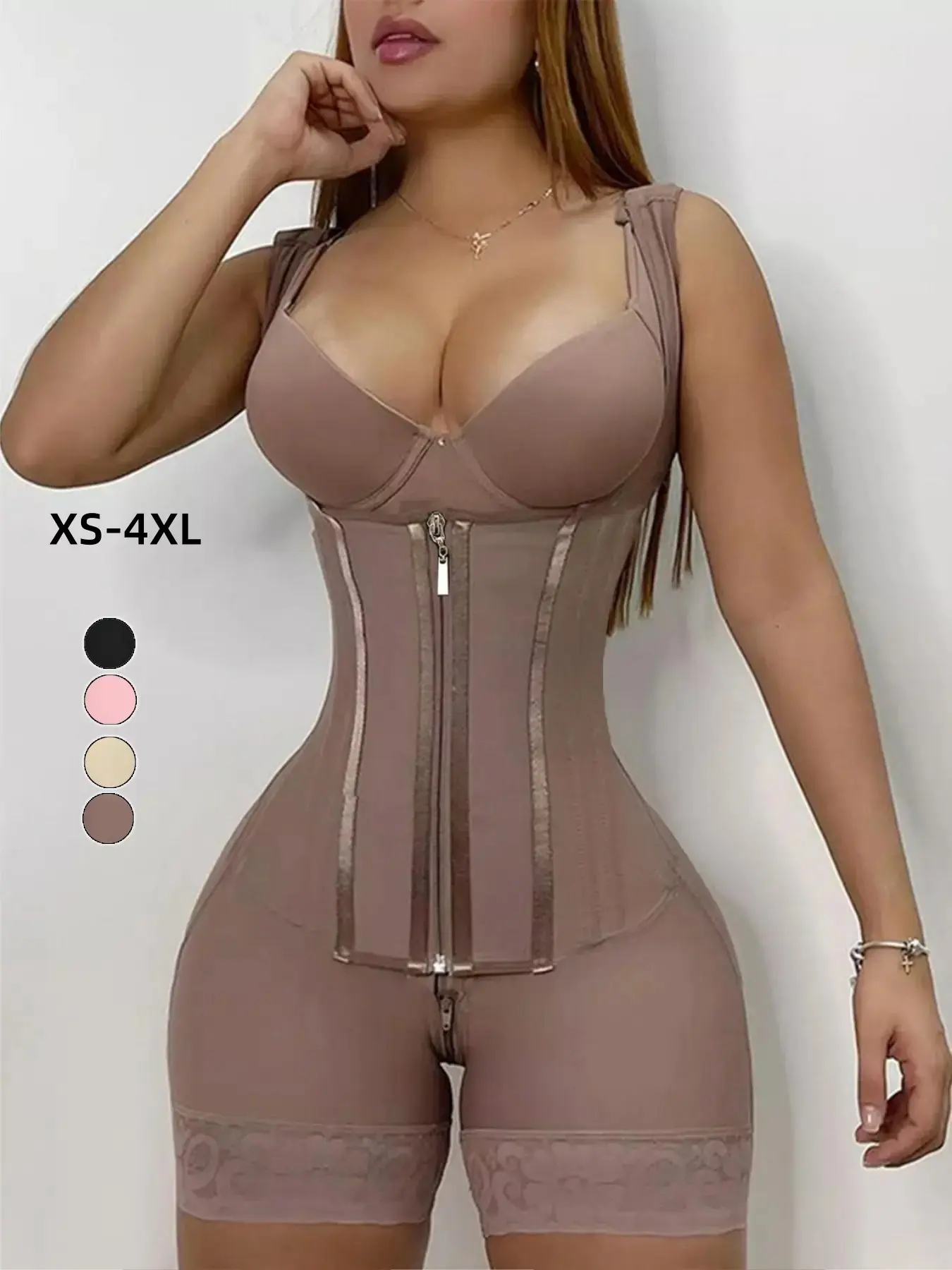Colombian Faja Women's Shapewear Bodysuit, BBL Fajas,Zipper Front, Push-Up Design, Postpartum Recovery, Versatile Use, All-Season Wear, Regular Length