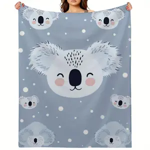 Cartoon koala blanket, Soft Flannel Suitable for All Seasons. Machine Washable. Multi-functional and light weight.