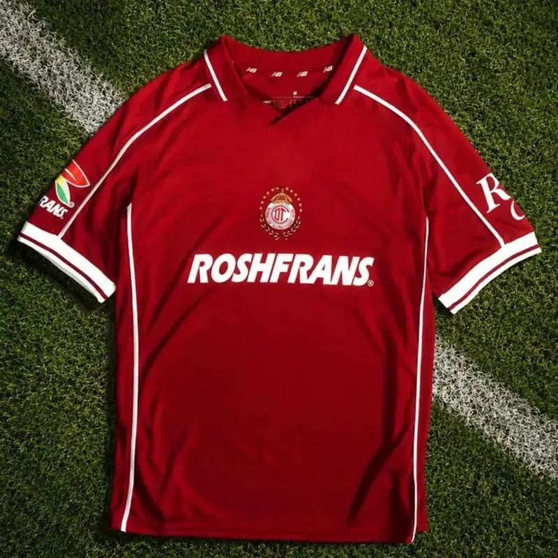 Red Toluca Home 26-27 Soccer Shirt, Quick-Dry Short-Sleeve Jersey, Breathable Liga MX Fan Game Day Sports Top. Gifs for men