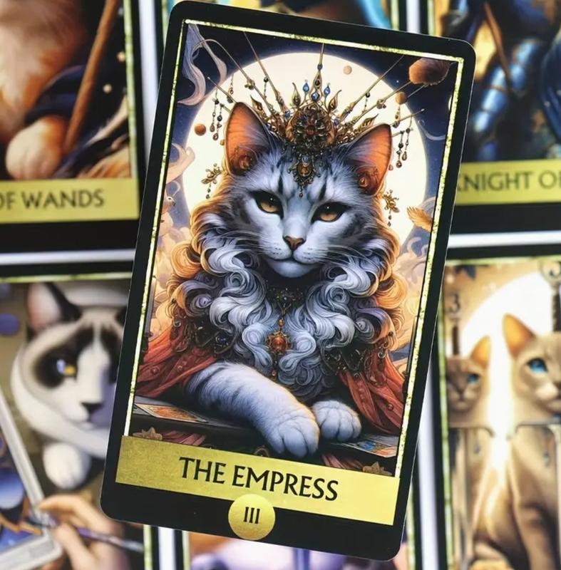 Cat Tarot Cards Deck - Elegant Design with Assorted Cards for Meditation and Guided Imagery - 78 Card Deck - Perfect for Spiritual Journey