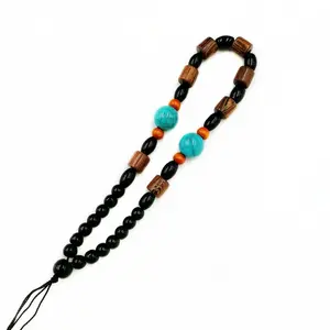 Natural Wooden Beads Wrist Lanyard for Hand Pieces, Jade, Emerald, White Jade, Anti-Lost Rope for Outdoor Hunting