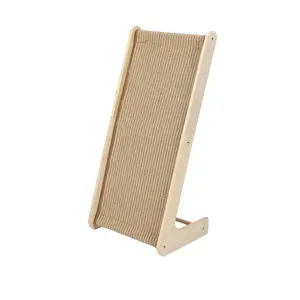 Vertical Cat Scratcher Sisal Protecting Furniture Stable Structure Solid Wooden Wearproof L Shape Cat Scratching Board