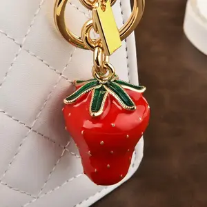 2025 Golden Strawberry Series cherry bag pendant, ladies' keychain, artificial tree strawberry trend, bag pendant