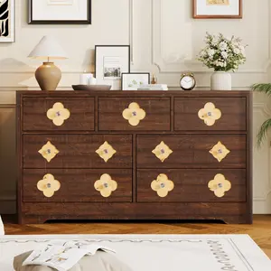 Bohemian Storage Cabinet with Decorative Drawer Fronts, Multi Room Dresser for Dining and Living Rooms, Versatile Home Storage