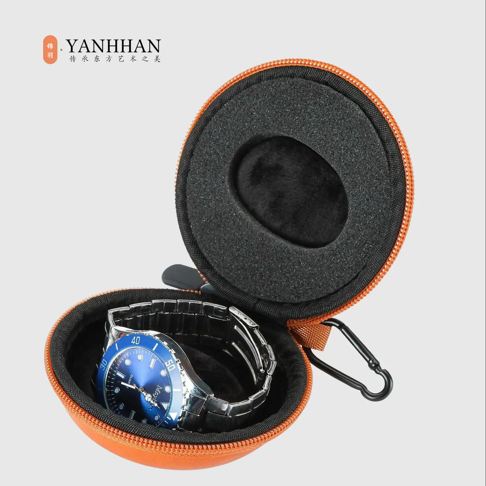 YANHHAN Premium Brown Single Watch Portable Travel Organizer - Stylish Storage Box for 50mm Max Wristwatches & Smartwatches, Elegant Jewelry Boxes & Organizers for Men, Portable Travel Organizer Jewelry Boxes & Organizers