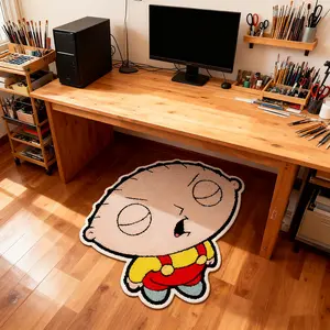 Stewie Cartoon Rug, Fun Unique Small Bedroom Living Room Mat, Anti-Slip Creative Home Decor, Multi-Size Carpet, Game Room/bedroom/living Room/kitchen Universal, Cartoon Pattern Rug
