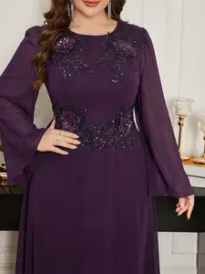 Plus Size Embroidered Contrast Lace Chiffon Evening Dress, Elegance Formal Party Gown for Weddings, Birthdays, Graduations, Homecoming Balls