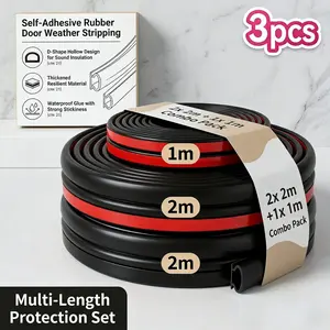 3-Pack Self-Adhesive Door Gap Sealing Strips, Rubber Soundproof Windproof, Ideal for Home/room Doors/commercial Doors and Windows, Soundproofing, Versatile Use