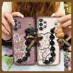 Black pearl pendant Anti-knock Phone Case For Samsung Galaxy A32 5G/Jump/SM-A326B/M32 5G India Back Cover Bear bracelet Dirt-resistant protective case Skin-friendly feel soft case