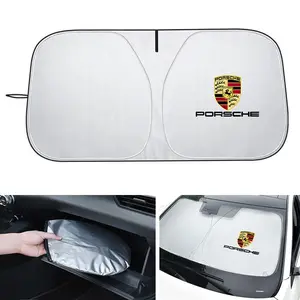 Folding Car Windshield Sun Shade Cover Visor, UV Protection for Porsche Cayenne Panamera Macan 911 Taycan Boxster Cayman 918 Pajun, Car Windshield Sunshade