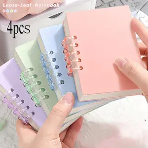 A7 Mini Notebook, 4 Counts Portable Spiral Notebook Journal, Detachable Coil Pocket Travel Diary Notebook, Stationery Supplies for Home School Office