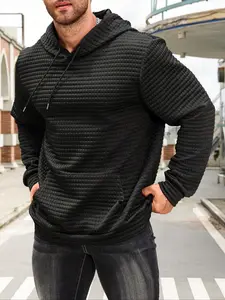 【Plus Size】 Plaid Pattern Drawstring Hoodie, Casual Regular Fit Long Sleeve Pocket Hooded Sweatshirt for Fall & Winter, Men's Clothes for Daily Wear, Menswear