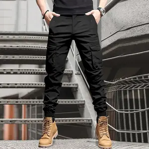 Men’s casual straight cargo pants with a mid-rise straight cut and multi-functional pockets—ideal for everyday wear, outdoor activities, street style outfits, and versatile casual wear; a must-have for outdoor enthusiasts.
