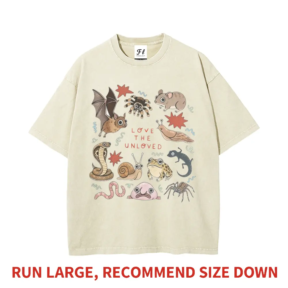 Men's Oversized Casual Streetwear Graphic T-shirt - Menswear, Goblincore 'Unloved' Art, Short Sleeve Cotton Top, Stylish Retro Design