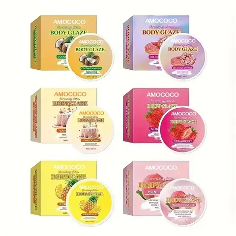 Amococo Alcohol-Free Amino Acid Highly Nourishing Hydrating Body Glaze - Fruit Series Scented Body Moisturizer for Dry Adults' Daily Use, with Strawberry, Peach, Coconut Scents, Long-Lasting Moisture