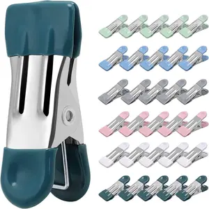 Clothes Pins Heavy Duty 30 Pack, 2.17 Inch Metal Chip Clips, Clothespins for Photo Drying Clothesline Laundry Sock, Bag Clips for  Kitchen Stainless Steel with Rubber, 6 Colors