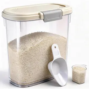 Large 15-20 Lbs Rice Storage Container, Tall Flour Container with Scoop and Cup, Slim Dry Food Storage Bin for Cereal Sugar Beans Pet Dog Cat Food, Kitchen Pantry Storage Organization