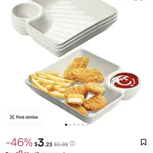 4pcs Plastic Dumpling Plates with Sauce Compartment, Snack & Sushi Dishes, Appetizers, Tortilla Dip, Fruits, Parties, Picnics