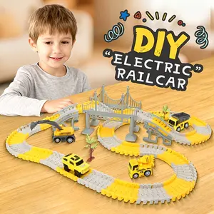 TongLi DIY Track Assembly Set, DIY Track Assembly Set with Electric Construction Cars | Kids  Building Vehicle Playset | Boosts Creativity & Problem-Solving | Ideal Gift for Ages 3-10 |  TongLi