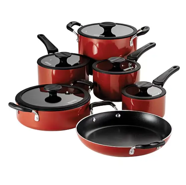 Tramontina 11-Piece Aluminum Non-Stick Nesting Cookware Set, Space-Saving Pots and Pans Kitchen Set, Durable Nonstick Cooking Set for Home Chefs, Stackable Cookware with Frying Pan, Saucepans and Stockpot for Everyday Cooking, Frying and Sauteing