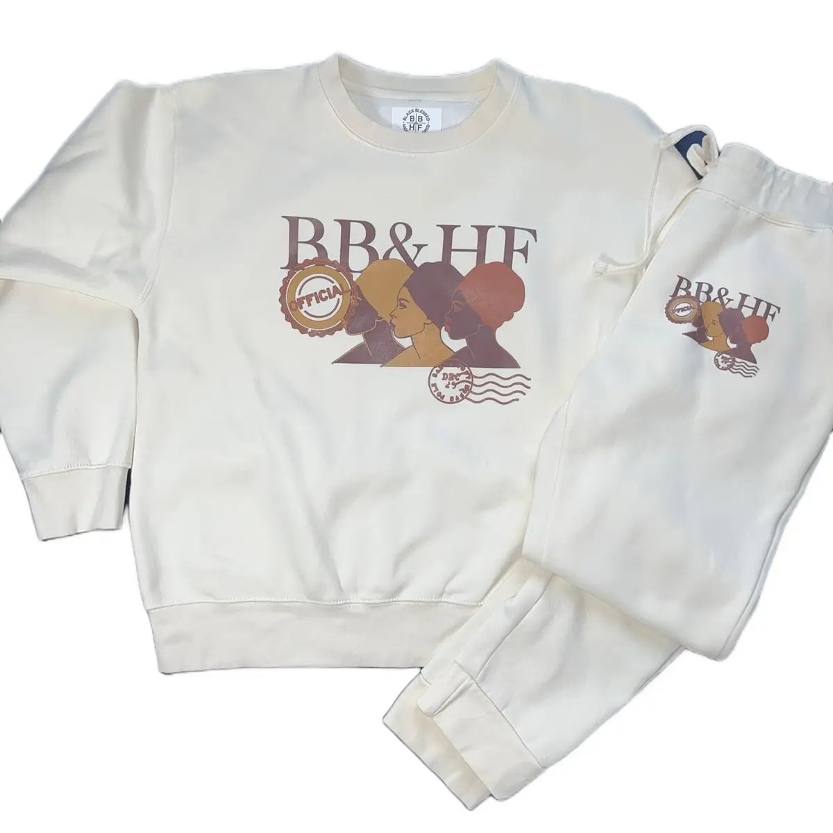 BBHF Matching Crew-neck Sweatshirt & Sweatpants Fleece Set Cotton
