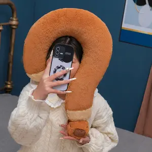 Capybara U-Shaped Travel Pillow, Neck Headrest Plush Pillow, Sleeping Supplies, Neck Chin Support, Stuffed Animal Pillow for Airplane, Train, Car, Office
