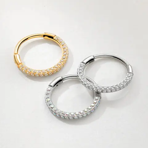 KUTLAN 20G Titanium Triple Sided Hinged Nose Ring Single Piercing Septum Helix Daith Lobe Piercing Jewelry ASTM F136 Biocompatible Bodyjewellery
