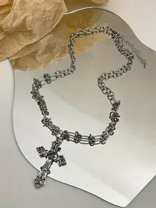 Gothic Punk Style Cross Pendant Necklace, Fashion Jewelry for Men for Party, Daily Clothing Decor, Exquisite Chain Jewelry, Trendy All-match & Exquisite Jewelry for Birthday Gift, Trendy Fashionable Accessories, Cross Chain Design