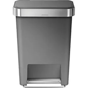 Simplehuman Gray Rectangular Plastic Step Bin, 12 gal, Model 261020GY CW1386
