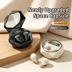 New wireless sleep earphones, angel light ring 6.0 Bluetooth earphones, indicator ring touch operation, high-definition transparent LED lights, sleep earphones with no sensation when lying on the side, the best gift earbuds