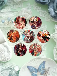 Anime Theme Badge Pin Set, Cute Character Patterns, Anti-Slip Insulation, Clothing Bag Decoration, DIY Craft Material, Student Gift Choice