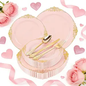 100-Piece Vintage Style Plates Set, Reusable Dinnerware Includes 20 10.25 Inch Plates, 20 Dessert Plates, Perfect for Family Parties, Festival Party Tableware