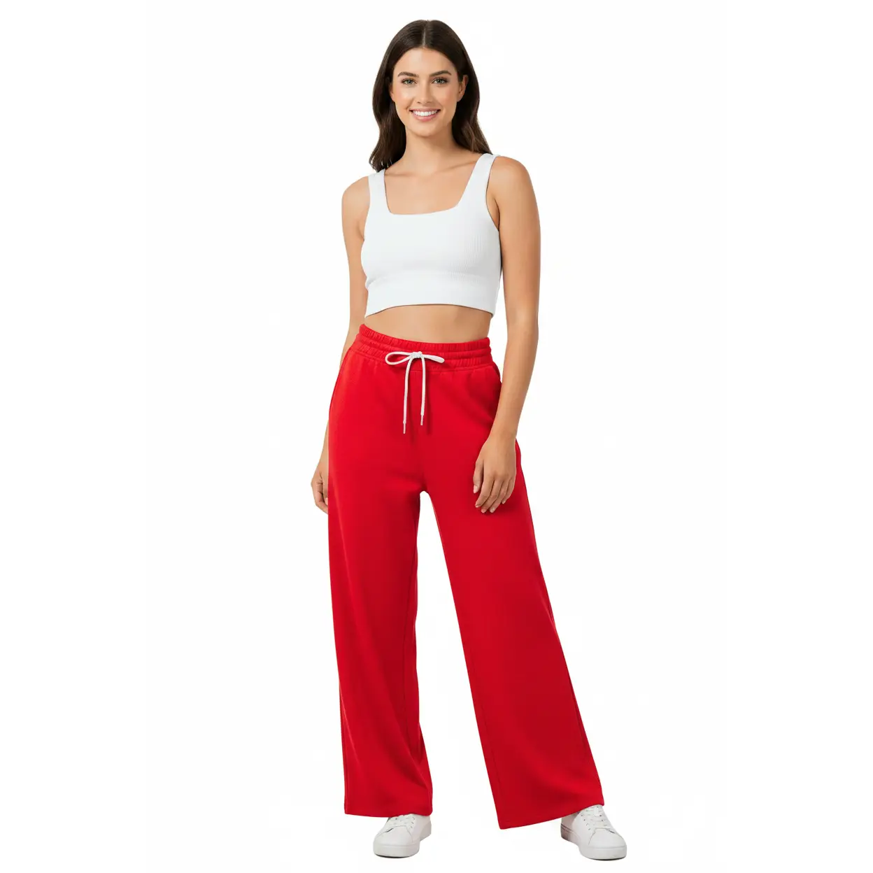 Zenana Women's Soft Scuba Fabric Straight Wide-Leg Sweatpants - Spandex-Rayon Fabric, Drawstring Waist, Pockets, Comfortable Fit Casual Loungewear Bottoms, Side Pockets, Adjustable Waist, Lightweight, Slip, Spandex Blend, Loose-Fitting, Snug Yet Relaxed,,