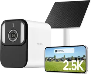 Anona Lucio Security Camera 4MP 2.5K Super HD Battery/Solar Powered with Color Night Vision, IP67 Weatherproof, Human/Vehicle/Pet/Package Detection solar panel