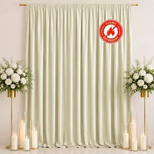 Scuba Polyester Backdrop Curtain Ivory 10ftx12ft Durable Flame Resistant Wrinkle-Free Event Drape Panel With Rod Pocket