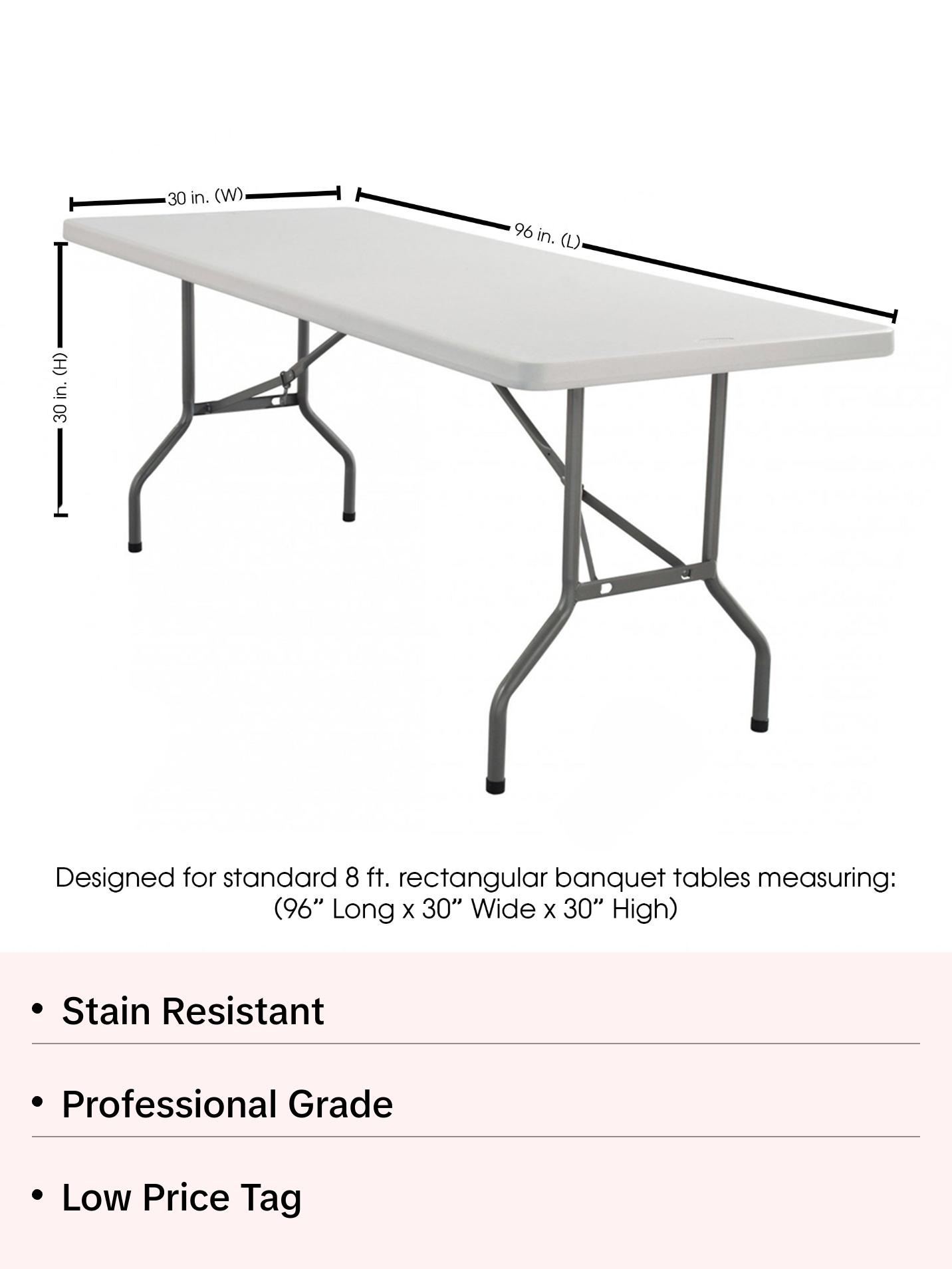 8 ft. Polyester Fitted Tablecloth Rectangular Ivory