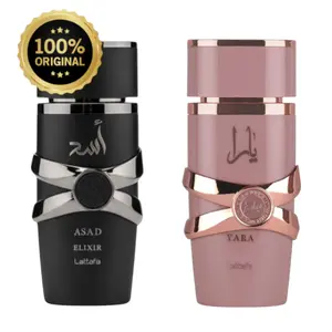 (Combo) Lattafa Asad Elixir & Yara Elixir Eau de Parfum Spray for Men & Women - 100ml (3.4 oz) Premium Fragrance Collection | Everyday Wear Scents | Elegant and Long-Lasting Perfume