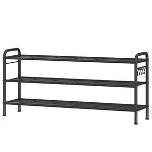Slim 10-Tier Shoe Rack Organizer with Metal Frame & Non-Woven Shelves – Adjustable Space-Saving Shoe Storage for Entryway or Bedroom – Black, 3 Layers, 85x28x53cm/Black, 8 Layers, 45x30x128.5cm