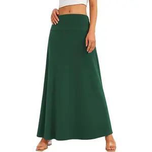 Women's Casual Mid Long Skirts Stretchy Ultra-Soft Flowy Maxi Formal Skirts High Waist Lounge Skirts for Women