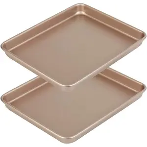 11 Inch Nonstick Baking Sheets Pan Set of 2, Cookie Sheet Replacement Toaster Oven Tray, 1 Inch Deep Size Bakeware, Non Toxic & Heavy Duty & Easy Clean