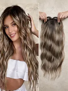 Wavy Clip-In Hair Topper with Bangs | 22 Inch Premium Kanekalon Hair | Natural & Soft Texture | Conceal Thinning Hair & Boost Volume | Easy to Use for All-Day Confidence