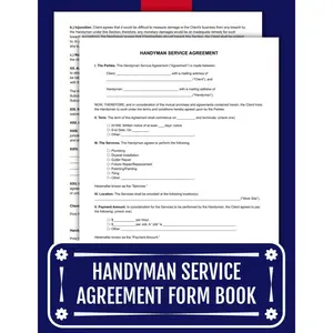 Handyman Service Agreement Form Book: For Contractors and Clients, Clear Terms for Every Job – Hourly, Fixed-Price, or Custom Deals | 8.5 x 11 inches. Paperback – Large Print, May 5, 2025