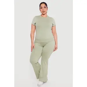 Plus Size High Waisted Flared Yoga Pants