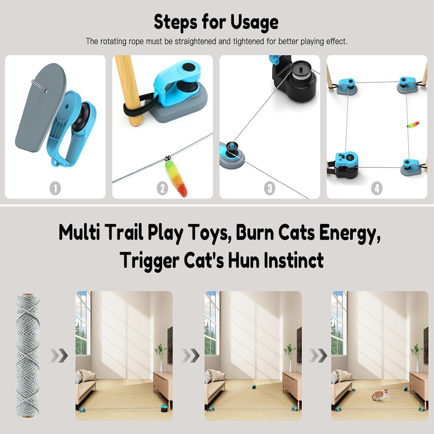 AsFrost Automatic Hands-Free Cat Teaser - Interactive Indoor Cat Toy with Remote/Auto Function, Feather, DIY String & Moving Mouse Hunting Features for Bored Kittens usb-c rechargeable AsFrost Automatic Hands-Free Cat Teaser - Interactive Indoor Cat Toy with Remote/Auto Function, Feather, DIY String & Moving Mouse Hunting Features for Bored Kittens usb-c rechargeable