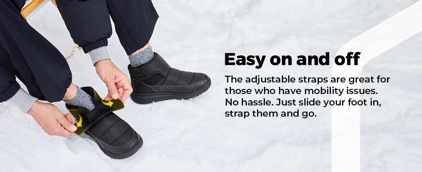 FitVille Mens Winter Boots V14 Wide Width Water Resistant Snow Boots for Men Lightweight Warm Fur Lined Walking Shoes Closed Toe